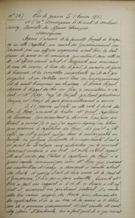 Despacho de 8 de fevereiro de 1823, de Jean-Baptiste Maler (s.d.), cônsul-geral da França no Bras...