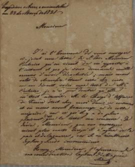 Carta do Barão de Sturence para Silvestre Pinheiro Ferreira (1769-1846) informando que acaba de r...
