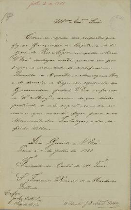 Carta informando o envio de cópias de respostas encaminhadas ao Governador da Capitania de São Jo...