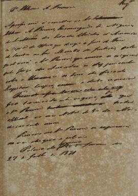 Minuta de despacho de 27 de julho de 1831, endereçada a Ethan Allen Brown (1776-1852), encarregad...