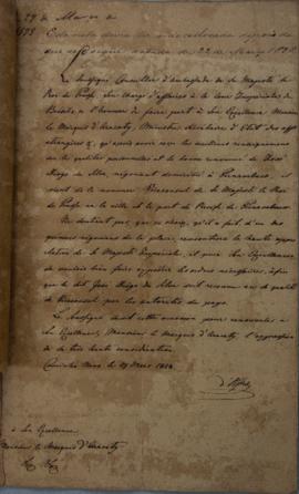 Despacho de 27 de março de 1828, de D’Olfers, encarregado dos negócios da Prússia, endereçado a J...