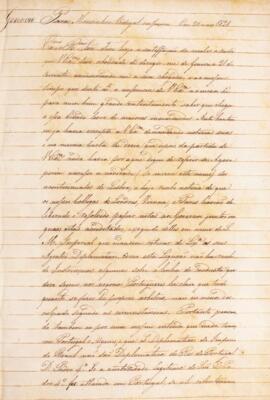 Ofício original enviado por Luiz Moutinho Lima Alvares e Silva (1792-1863), ao Monsenhor Francisc...