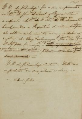 Minuta endereçada a José Delavat y Rincon, em 26 de julho de 1824, solicitando mais informações s...