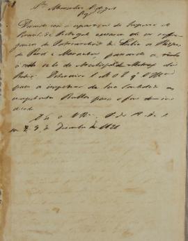 Despacho enviado ao Monsenhor Francisco Corrêa Vidigal (s.d-1838) em 5 de dezembro de 1826 devido...