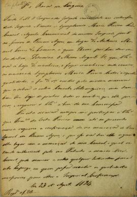 Minuta enviada em 23 de agosto de 1824 ao Barão da Laguna (1764 – 1836) solicitando a nomeação de...