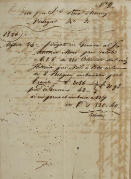 Documento nº 2 encaminhado ao Monsenhor Francisco Corrêa Vidigal (s.d-1838) informando o pagament...