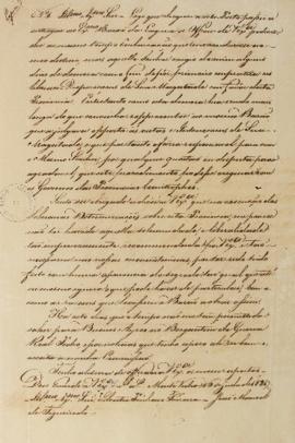 Cópia de despacho de Juan (João) Manoel de Figueiredo ao Barão da Laguna (1764-1836), enviado em ...