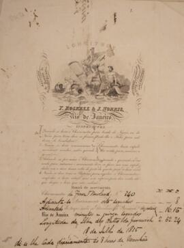 Certidão original, com data de 18 de julho de 1835, na qual são apresentadas instruções de longitude detalhadas sobre o uso do cronômetro Finer & Newland n° 340. O documento transmite informações técnicas acerca do desempenho do instrumento, registrando que se adianta e se atrasa diariamente, tomando como referência o meridiano de Greenwich.