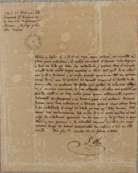 Cópia do ofício de 27 de fevereiro de 1823, enviado por Lucas José Obes (1782-1838) para Nicolás ...