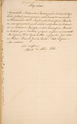Cópia de despacho expedido por José Antônio Lisboa (1777-1850), e Francisco José da Rocha, com da...