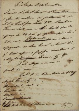 Circular enviada em 6 de maio de 1829 para o Lord Ponsoby (1770-1855), Wenzel Philipp Leopold (17...