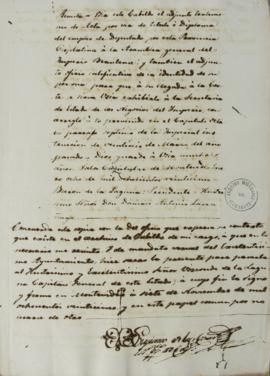 Ofício de 8 de janeiro de 1825, enviado por Luciano de las Casas para Lucas José Obes (1782-1838)...