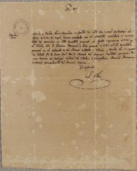 Despacho enviado por Carlos Frederico Lecor (1764-1836), Barão da Laguna, Tomás García de Zuñiga ...
