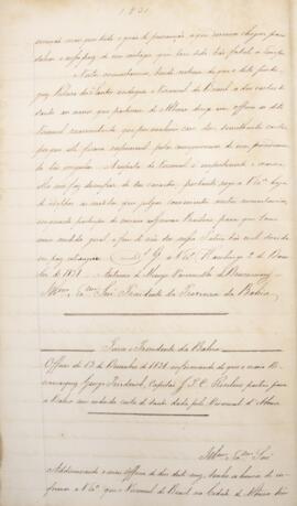 Cópia de ofício enviado por Antônio de Menezes Vasconcellos de Drummond (1794-1865), para Honorat...