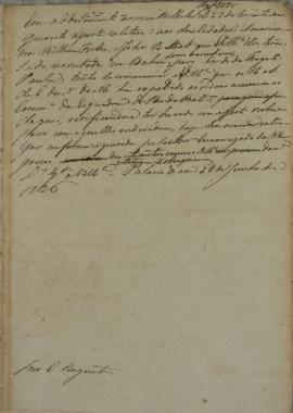 Minuta de despacho de 28 de junho de 1826, endereçada a Condy Raguet (1784-1842), Cônsul dos Esta...