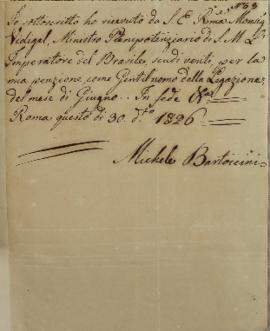 Documento nº 63, recibo a Francisco Corrêa Vidigal (s.d-1838) informando o recebimento do valor d...