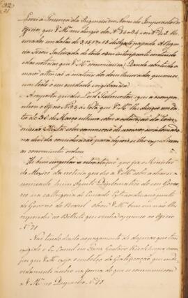 Cópia de Despacho enviado por Francisco Carneiro de Campos (1765-1842) para Eustaquio Adolfo de M...