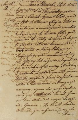 Ofício nº 15 de 22 de abril de 1817, endereçada ao Patriarca Eleito de Lisboa, abordando, dentre ...