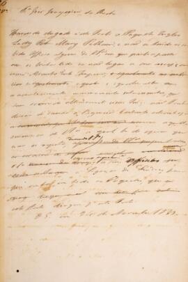 Minuta de despacho enviado para José Joaquim da Rocha (1777-1848), com data de 24 de novembro de ...