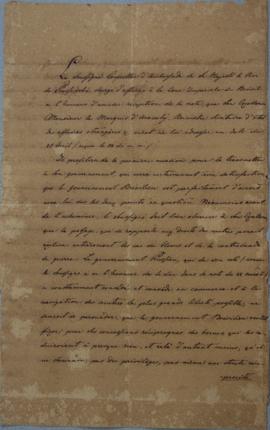 Despacho de 8 de maio de 1828, de D’Olfers, encarregado dos negócios da Prússia, endereçado a Joã...