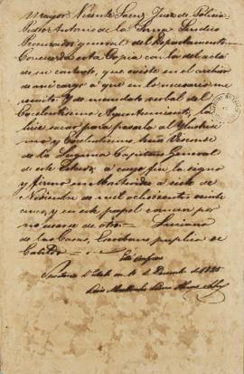 Cópia do ofício de 10 de dezembro de 1825, assinada por Luiz Moutinho de Lima Álvares e Silva (17...