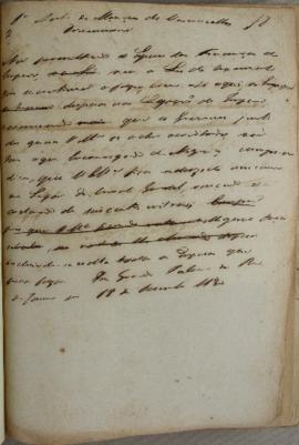 Minuta para Antônio de Menezes Vasconcellos de Drummond (1794-1865), referente ao recebimento do ...
