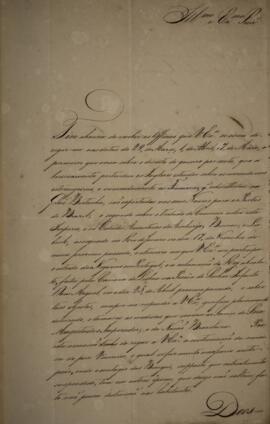 Cópia de ofício enviado por Paulo José da Silva Gama (s.d.-1869), Barão de Bagé, para Manoel Rodr...