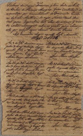 Despacho de João Alves Massa, Tenente da Infantaria, de 22 de junho de 1828, contendo a relação d...