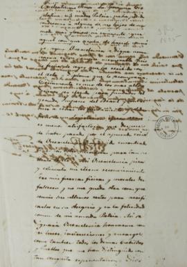 Ofício de 10 de janeiro de 1825, encaminhado ao Rio de Janeiro por Luciano de las Casas, agradece...