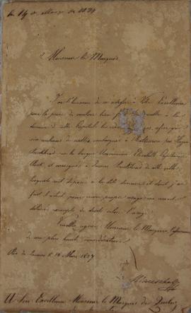 Oficio enviado por Wenzel Philipp Leopold (1784-1851), Barão de Mareschal, a João Severiano Macie...