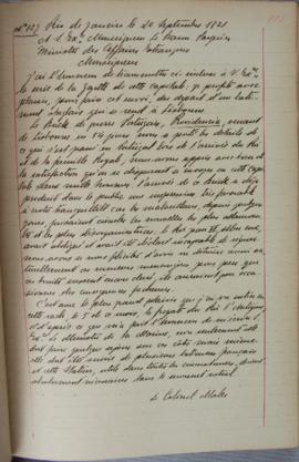 Despacho nº 129, de 20 de setembro de 1821, de Jean-Baptiste Maler (s.d.), Cônsul-geral da França...