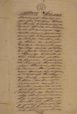 Procuração original escrita por Martins Teixeira Cunha, com data de 3 de março de 1860, pela qual Antônio Fernandes Coelho solicita a intervenção do governo imperial e da Comissão Mista anglo-brasileira no caso de seu palhabote Velha de Diu.
