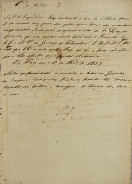 Circular enviada para a corte em 1 de fevereiro de 1827, marcando audiência de apresentação do Pa...