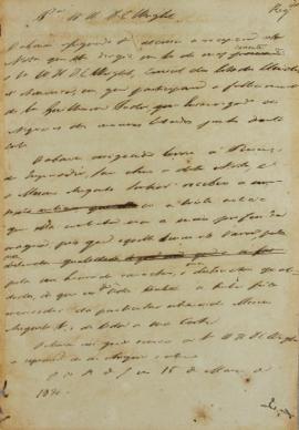 Minuta de 15 de março de 1830, endereçada a William Henry DeCourcy Wright, cônsul dos Estados Uni...