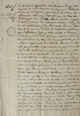 Cópia de Ata de 18 de julho de 1821 escrita por Francisco Toribio Llambí (1788-1837) em 20 de jul...