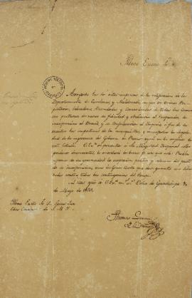 Ofício de 9 de maio de 1823, enviado por Tomás García Zuñiga (1780-1843) a Lucas José Obes (1782-...