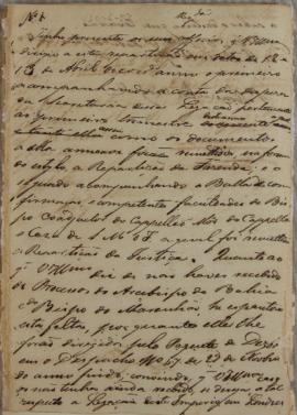 Despacho enviado pelo Monsenhor Francisco Corrêa Vidigal (s.d-1838) em 30 de junho de 1827 se ref...