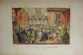 Ilustração representando a Cerimônia de Coroação de D. Pedro I, Imperador do Brasil, realizada no...