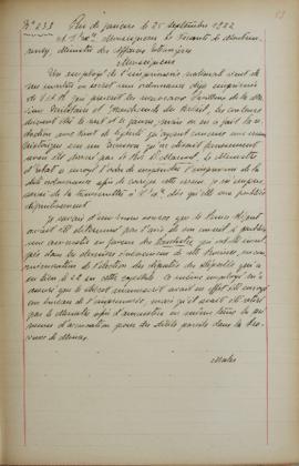 Despacho de 25 de setembro de 1822, de Jean-Baptiste Maler (s.d.-s.d.), cônsul-geral da França no...