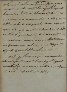 Despacho de 24 de outubro de 1821, de Francisco Vilela Barbosa (1769-1846), Visconde de Paranaguá...
