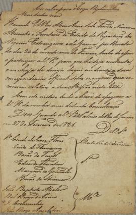 Circular enviada por Silvestre Pinheiro Ferreira (1769-1846) ao corpo diplomático, em 27 de fever...