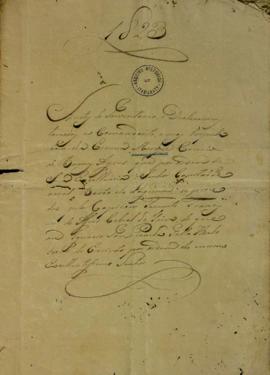 Autos de inventário e declaração de 18 de dezembro de 1823 que sinaliza a passagem da embarcação ...