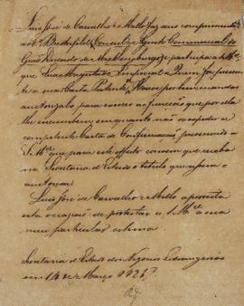 Minuta de correspondência de Luís José de Carvalho e Melo (1764-1826) encaminhada ao cônsul agent...