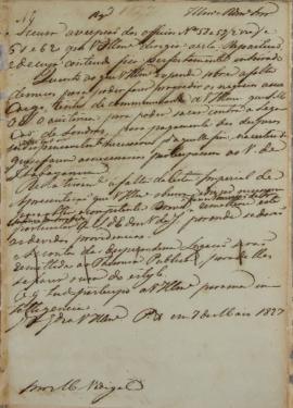 Despacho enviado pelo Monsenhor Francisco Corrêa Vidigal (s.d-1838) em 7 de maio de 1827 sobre a ...