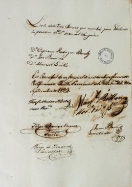 Lista de 21 de setembro de 1823 contendo os nomes dos eleitores da Vila de Melo: Cipriano Rodrigu...