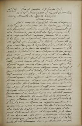 Despacho de 9 de fevereiro de 1823, de Jean-Baptiste Maler (s.d.), cônsul-geral da França no Bras...