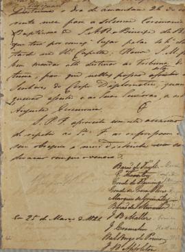 Circular enviada ao corpo diplomático, em 25 de março de 1821. Comunicando sobre a audiência de s...