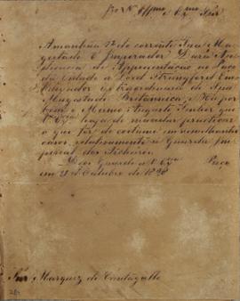 Circular enviada para o Marquês de Cantagalo em 21 de outubro de 1828, comunicando que o Imperado...