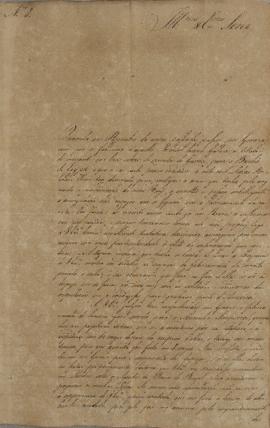 Oficio nº 8 de Vicente Antônio da Costa (s.d) a Luis José de Carvalho e Melo (1764-1826) informan...