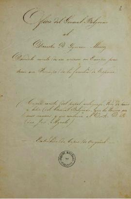 Cópia de uma carta enviada de Buenos Aires, pelo general Manoel Belgrano (1770-1820) em 3 de feve...